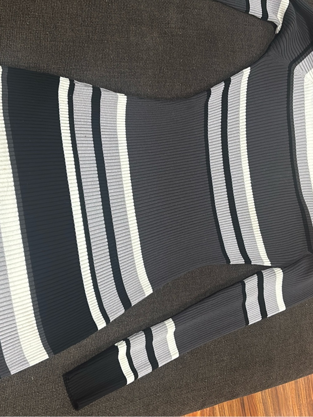 Source Unknown Striped Ribbed Maxi Dress in Black, Gray & White